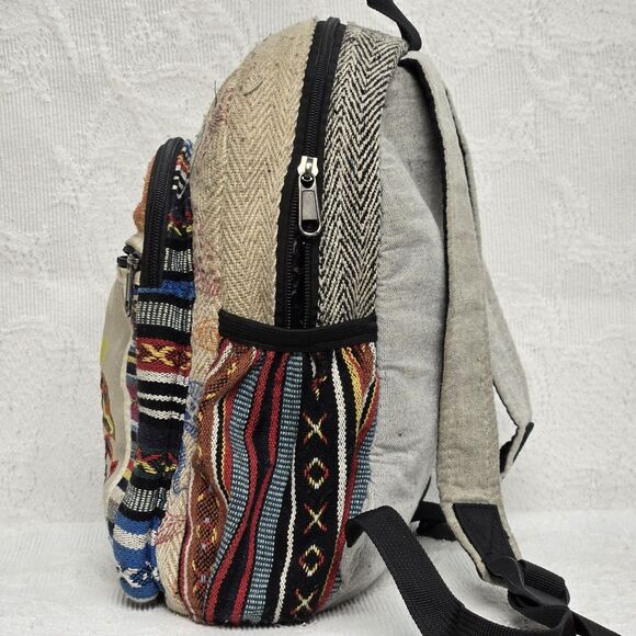 Himalayan Hemp Rainbow Mushroom Mini Backpack Canvas Embroidered Psychedelic - Picture 5 of 12